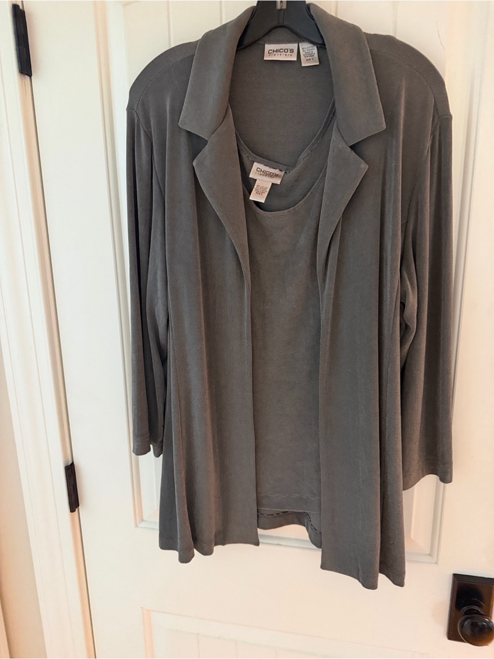 Chico's Travelers Knit Slate Gray Drapey Two Piece Set Size XL